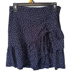 3/$20 Blue Rain Navy Blue and White Polka Dot Ruffled Skirt
